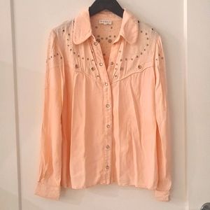 Pink Embellished Button-Up Shirt